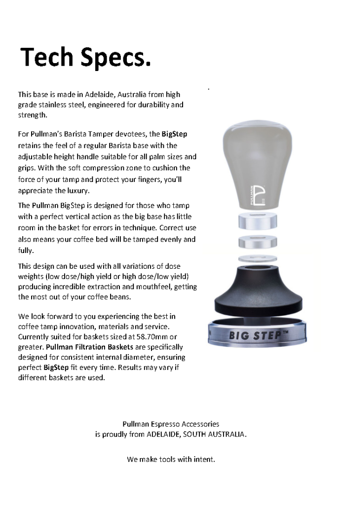 Barista Tamper Big Step Base Pullman Espresso Accessories